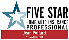 Five Star Home/Auto Insurance Professional Jean Pollard 2016, 2017, 2018